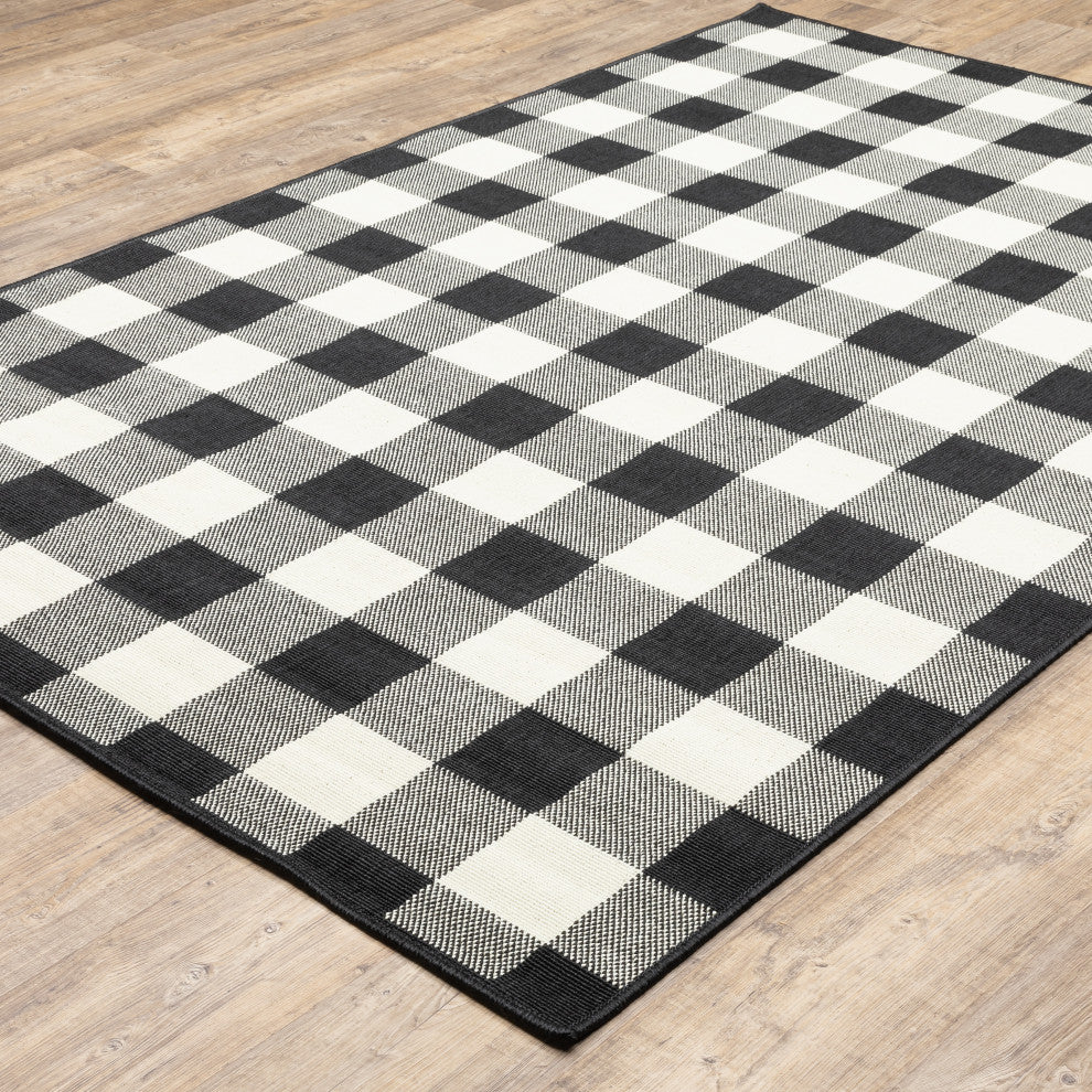 Oriental Weavers Marina Black/ Ivory Geometric Indoor/Outdoor Rug 7'10"X10'10"