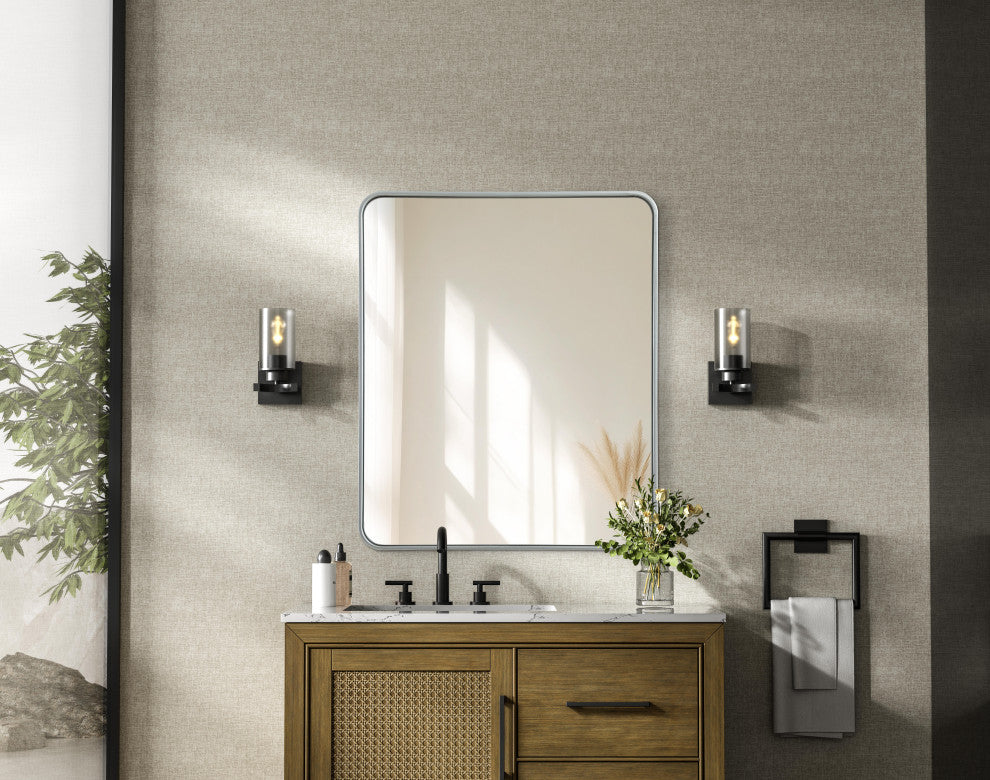 Home Living Contour Metal Rectangle Mirror 30x36, Silver