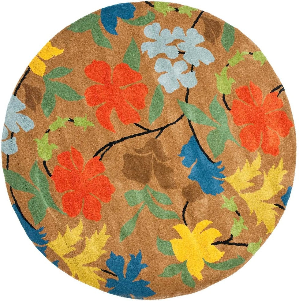 Safavieh Soho Soh737A Floral Rug, Brown/Multi, 8'0"x8'0" Round