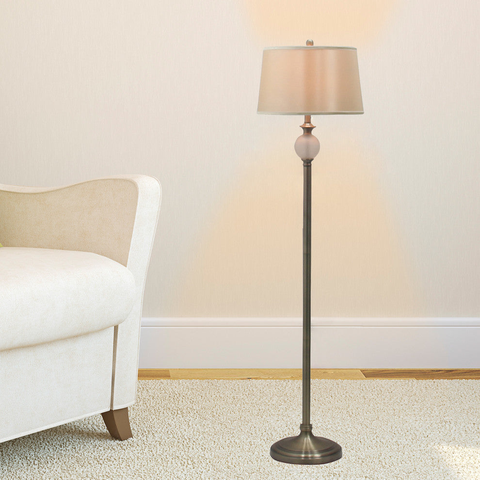 Fangio Lighting's #1573 62 in. Regency Frosted Glass Floor Lamp in Antique Brass
