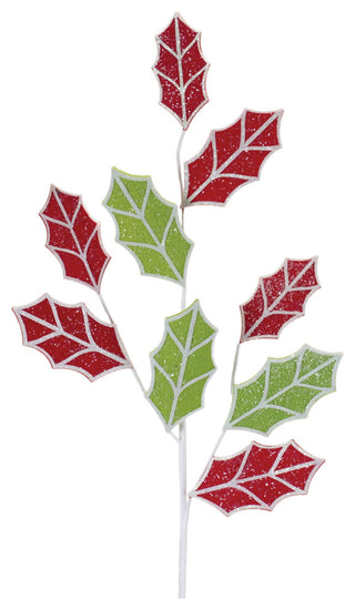 Glittered Fabric Holly Spray, Set of 6