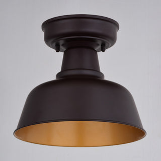 Cody Oil Rubbed Bronze and Light Gold Farmhouse Outdoor Flush Ceiling Light