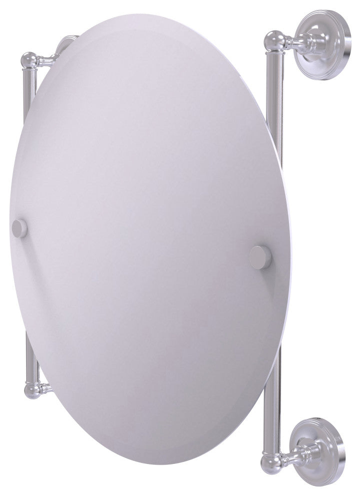 Prestige Regal Round Frameless Rail Mounted Mirror, Satin Chrome