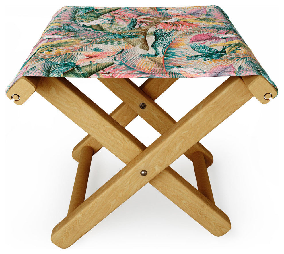 Marta Barragan Camarasa Pink Sunset In the Jungle Folding Stool