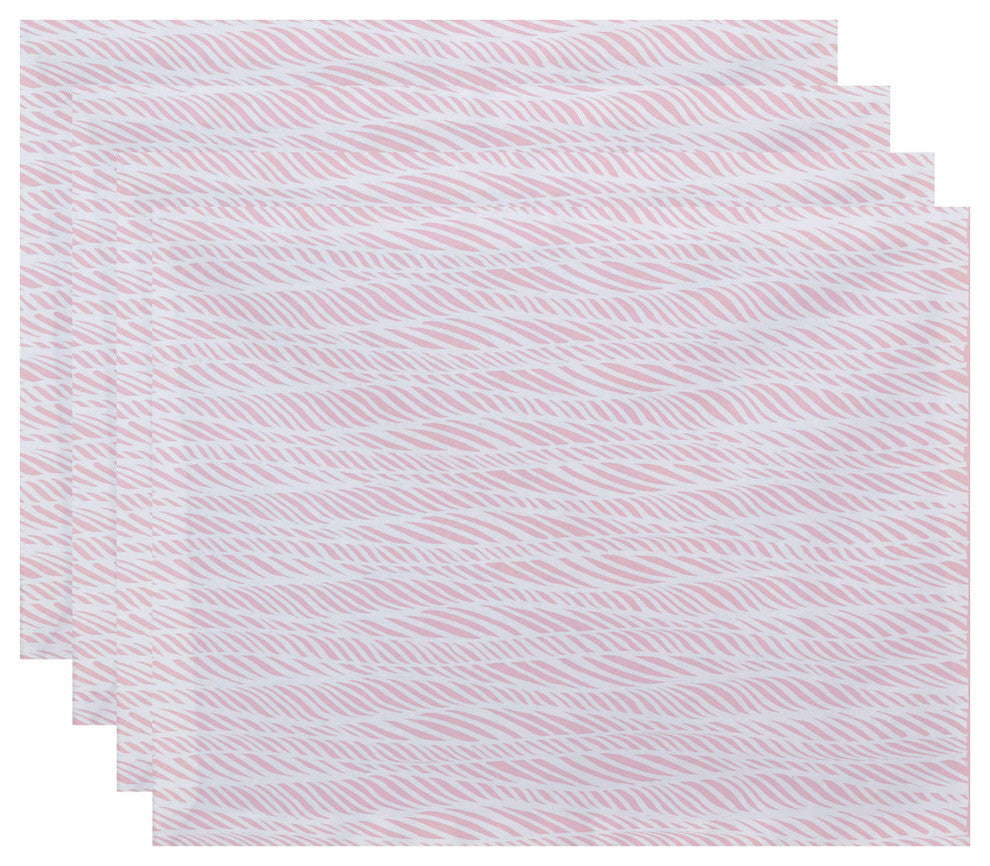 Rolling Waves, Geometric Print Placemat, Set of 4, Pink