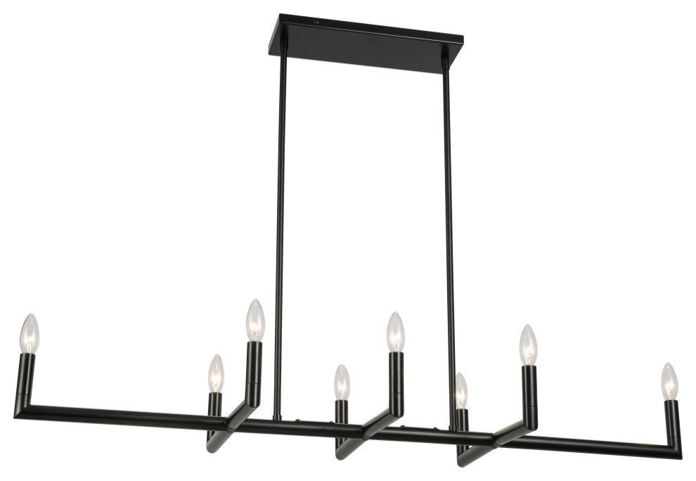 8 Light Incandescent Matte Black Horizontal Chandelier