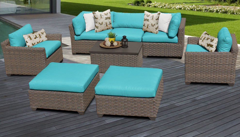 Monterey 8 Piece Outdoor Wicker Patio Furniture Set 08a, Aruba