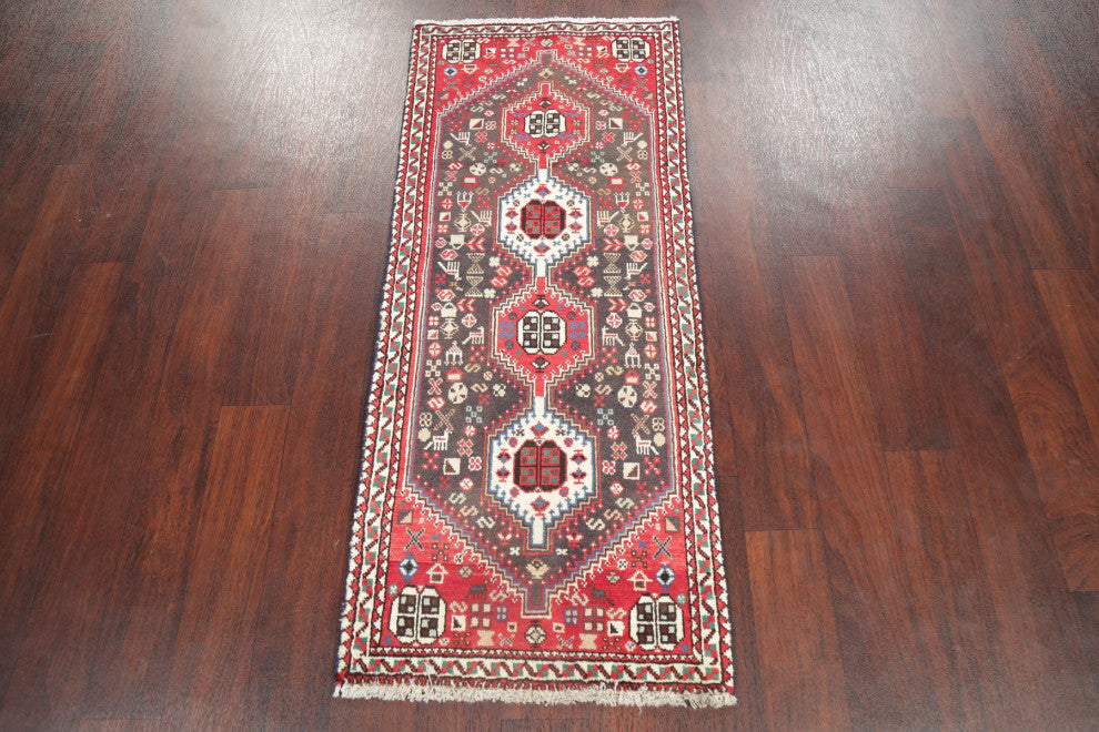 Abadeh Oriental Faded Hand-Knotted Traditional Persian Area Rug, Gray, 2x5