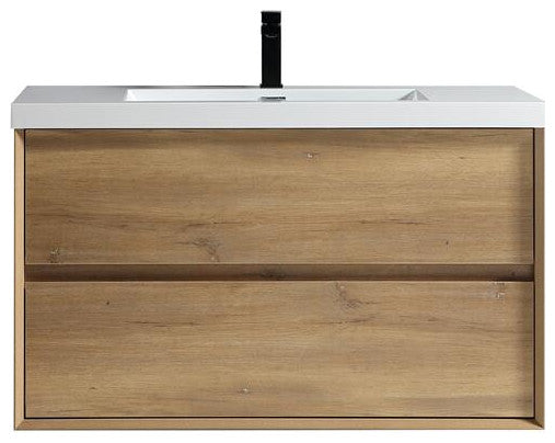 Ashley 42'' Floating Vanity, Acrylic Top, White Oak