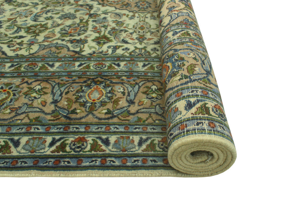 Fine Vintage Tabriz Allison Ivory/Beige Rug, 6'3 x 9'3
