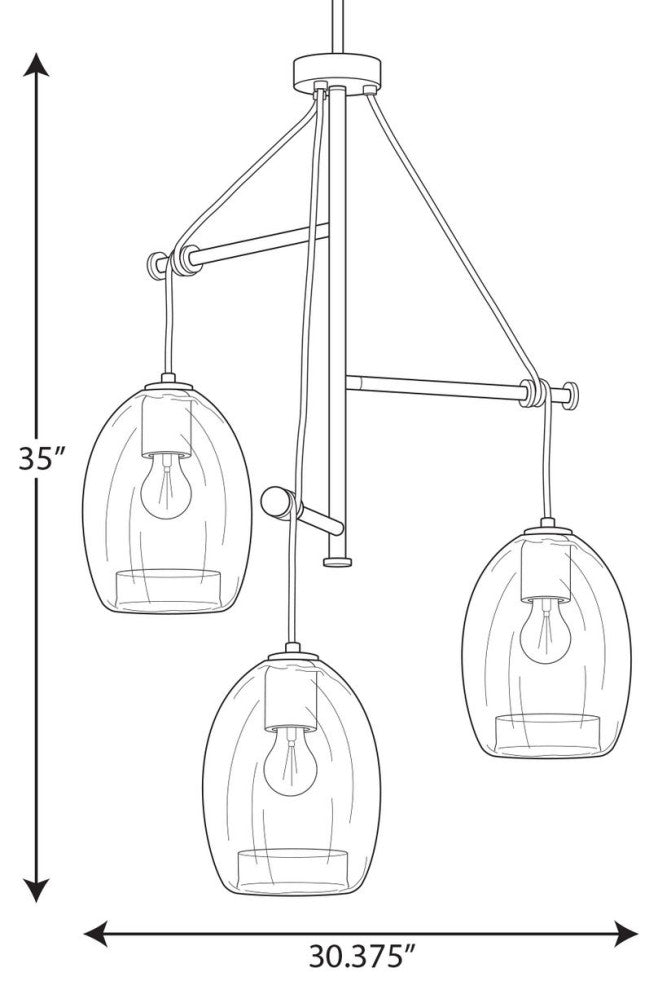 Caisson Collection Brushed Nickel 3-Light Pendant