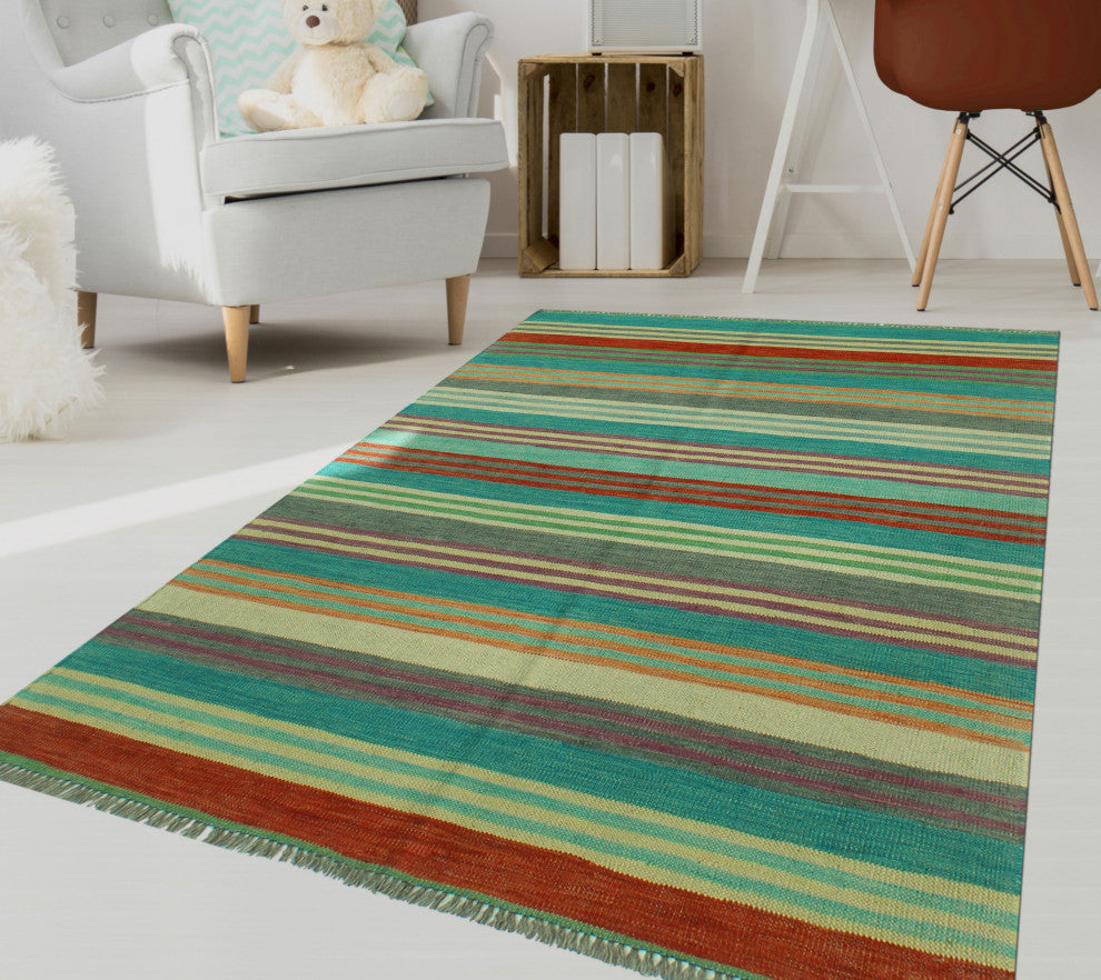 Winchester Kilim Mohidil Red/Green Rug, 3'10x6'3