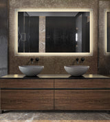 LED Lighted Bathroom Mirror Wall Mount With Defogger, 60"x36"