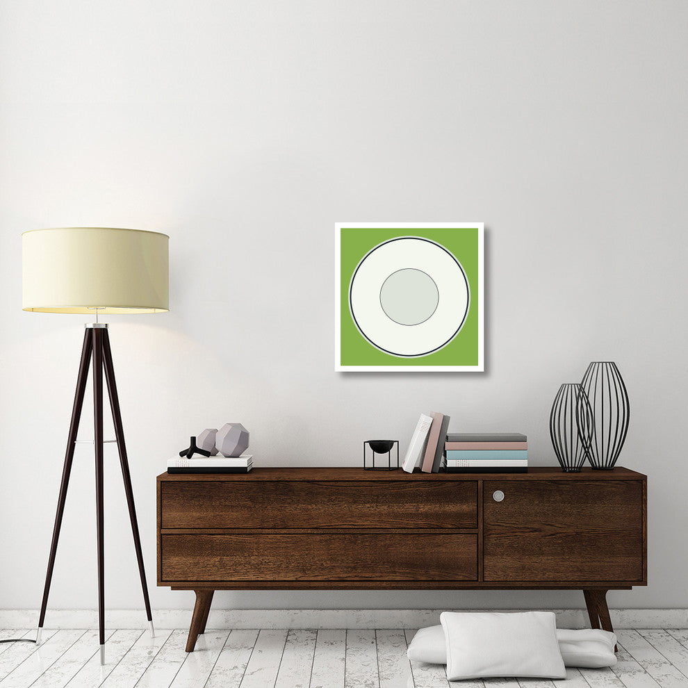 "Mealtime: White on Green - Plate" Digital Paper Print by BG.Studio, 26"x26"