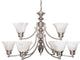 Empire 9 Light - 32" Chandelier Alabaster Glass Bell Shades, 2-Tier