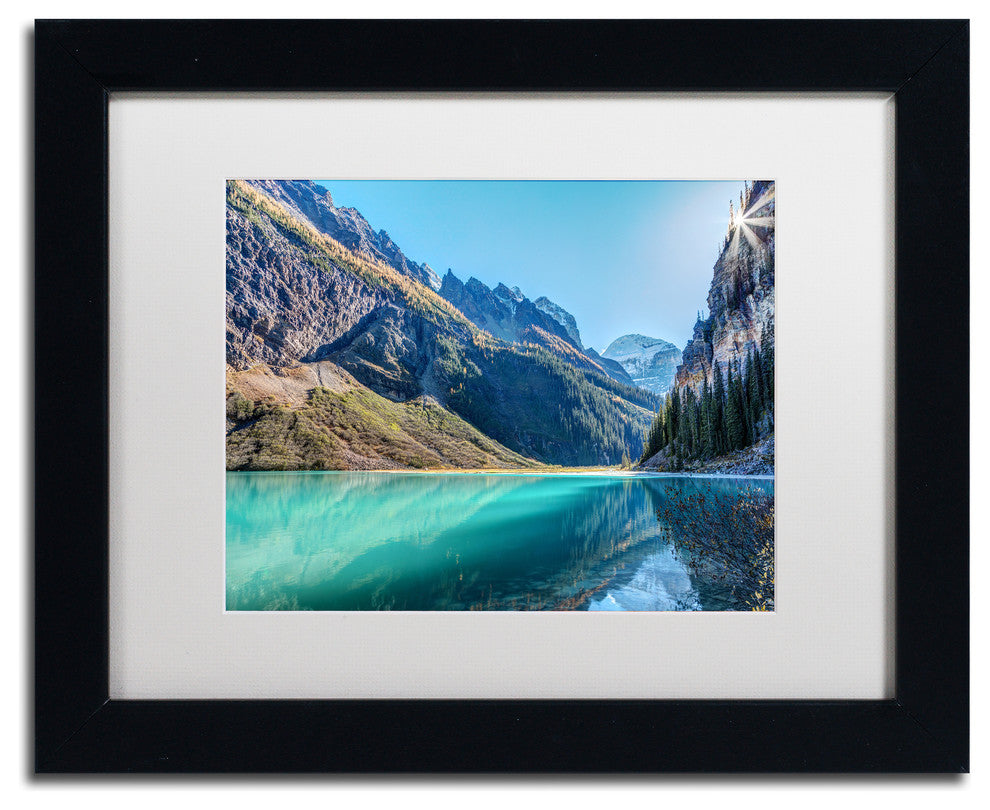 Pierre Leclerc 'Lake Louise Sunburst' Matted Art, Black Frame, White, 14x11