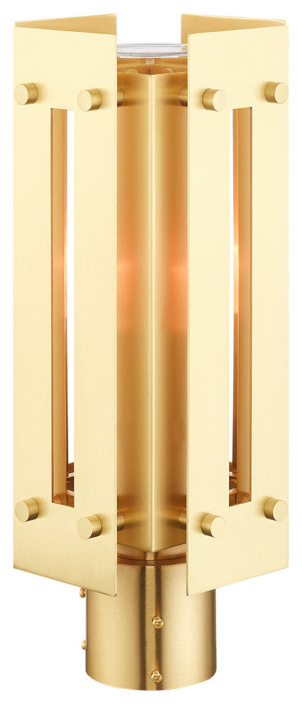 Livex Lighting Utrecht 1 Light Satin Brass Medium Outdoor Post Top Lantern