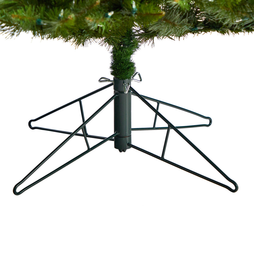 9' Vermont Spruce Faux Xmas Tree W/850 Color Changing  &1984 Bendable Branches