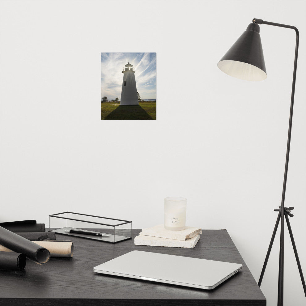 Turkey Point Lighthouse with Sun Flare Unframed Wall Art Prints, 8" X 10"