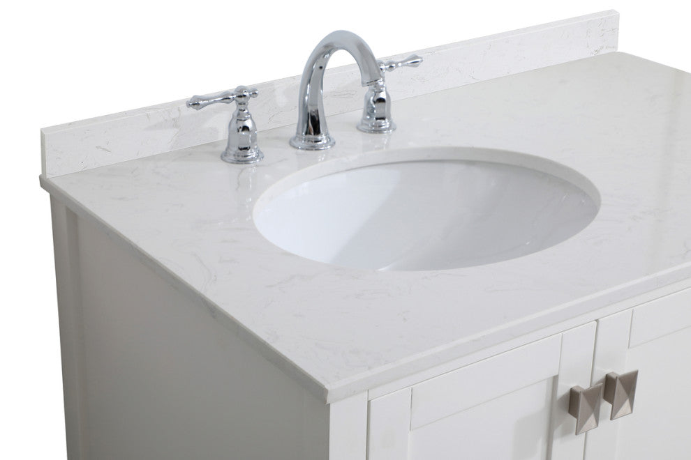 Iris 36" Single Bathroom Vanity, White With Backsplash