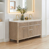 Cerrito Bathroom Vanity, Natural Oak, 60" Double, without Mirror