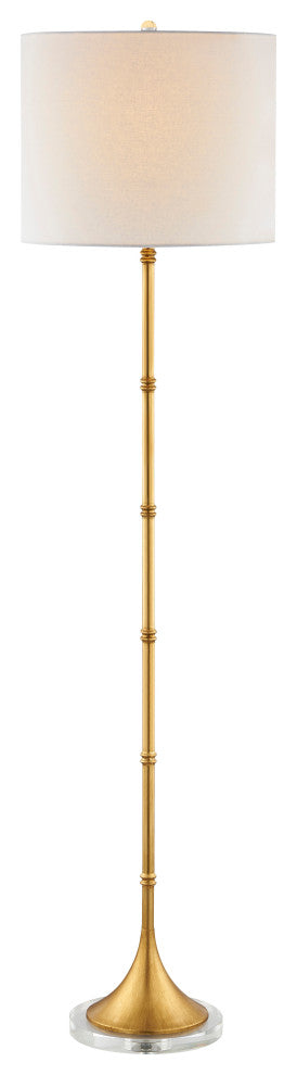 2-Light Gold Metal Floor Lamp With A White Linen Shade