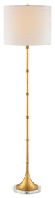2-Light Gold Metal Floor Lamp With A White Linen Shade