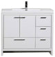 Alma Allier 42 inch free standing vanity with sink, Gloss White, Right Drawer