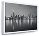 Designart Chicago Skyline Night Black White Framed Canvas Print, White, 46x36