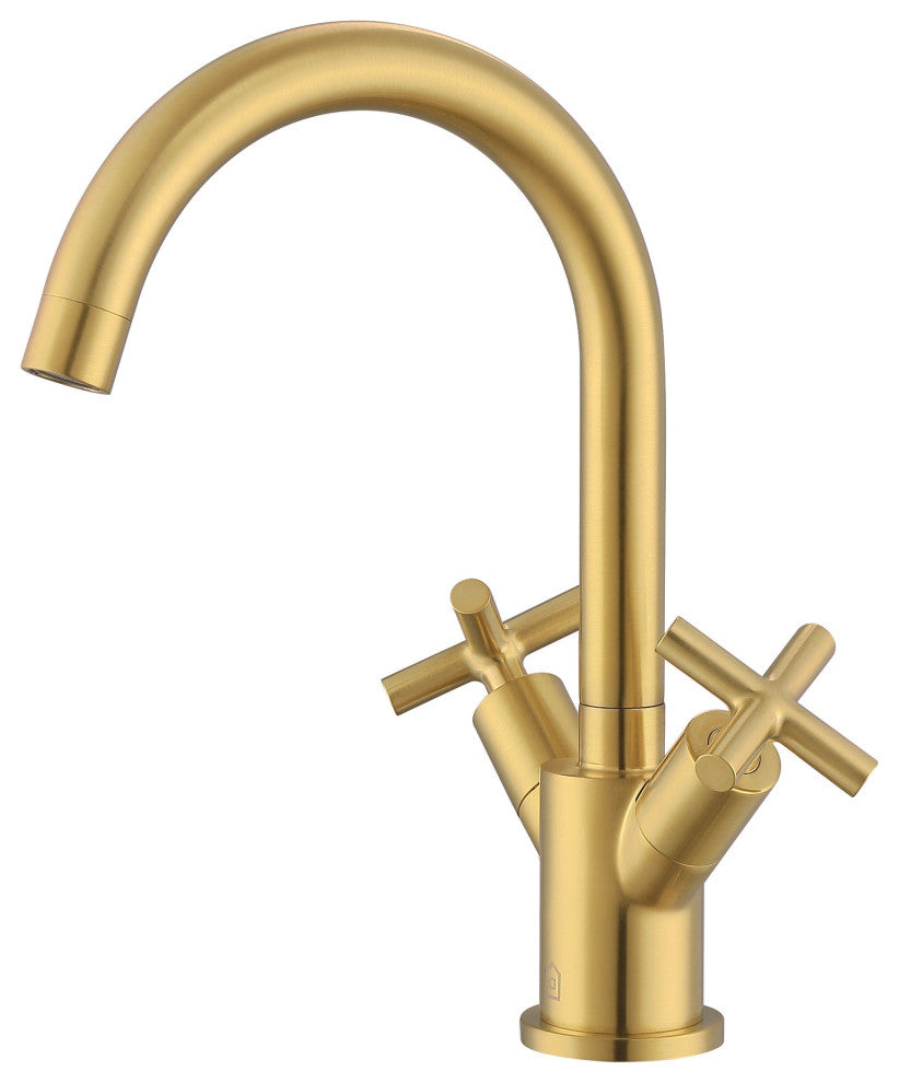 Ancona Ava Single Hole Cross Handle Bathroom Faucet, Titanium Gold Finish