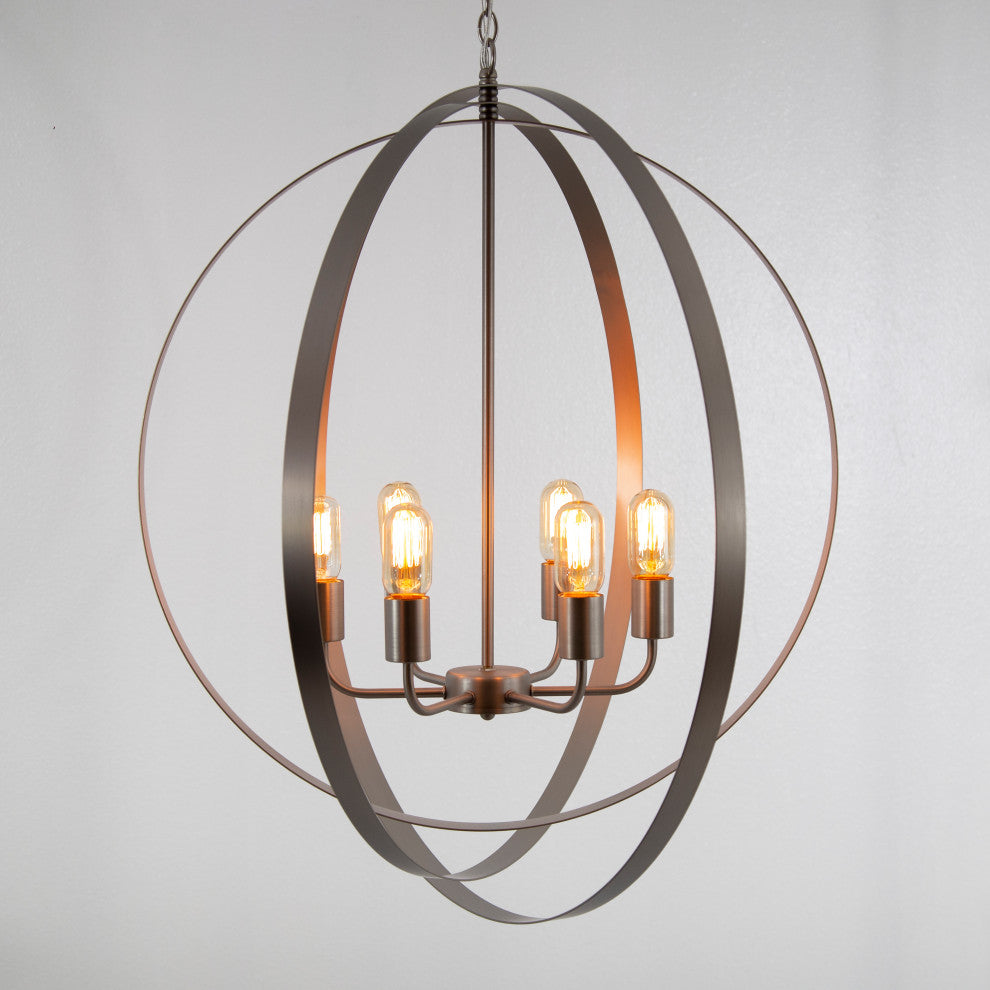 Tira 6-Light Orb Chandelier, Satin Nickel
