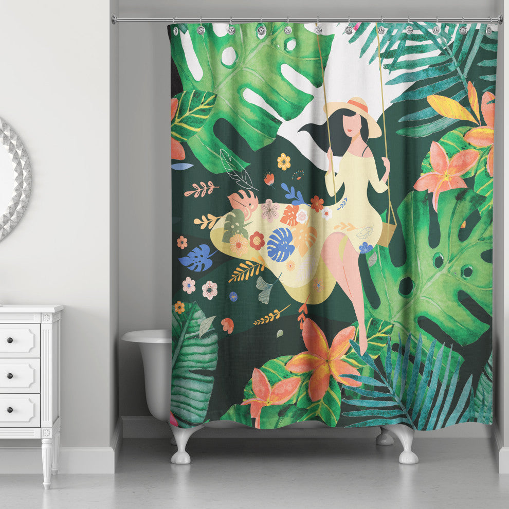 Jungle Swing Girl 71x74 Shower Curtain