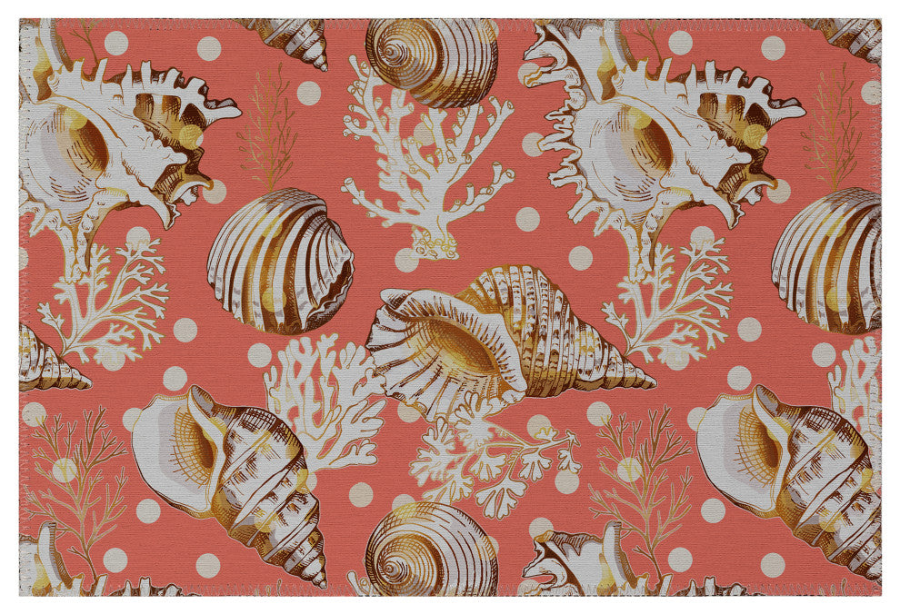Indoor/Outdoor Seabreeze SZ6 Salmon Machine Washable 1'8" x 2'6" Rug
