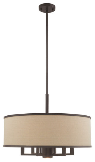 Livex Lighting 6 + 1 Light Pendant Chandelier, Bronze