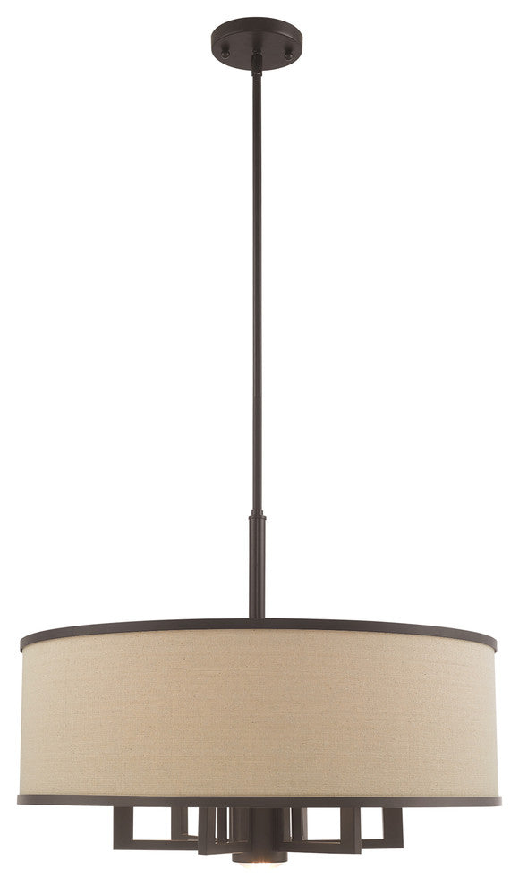 Livex Lighting 6 + 1 Light Pendant Chandelier, Bronze