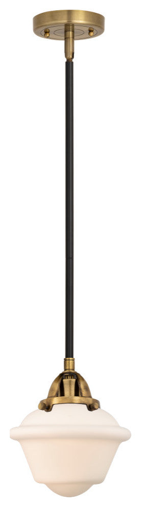 Small Oxford Mini Pendant, Black Antique Brass, Matte White, Matte White