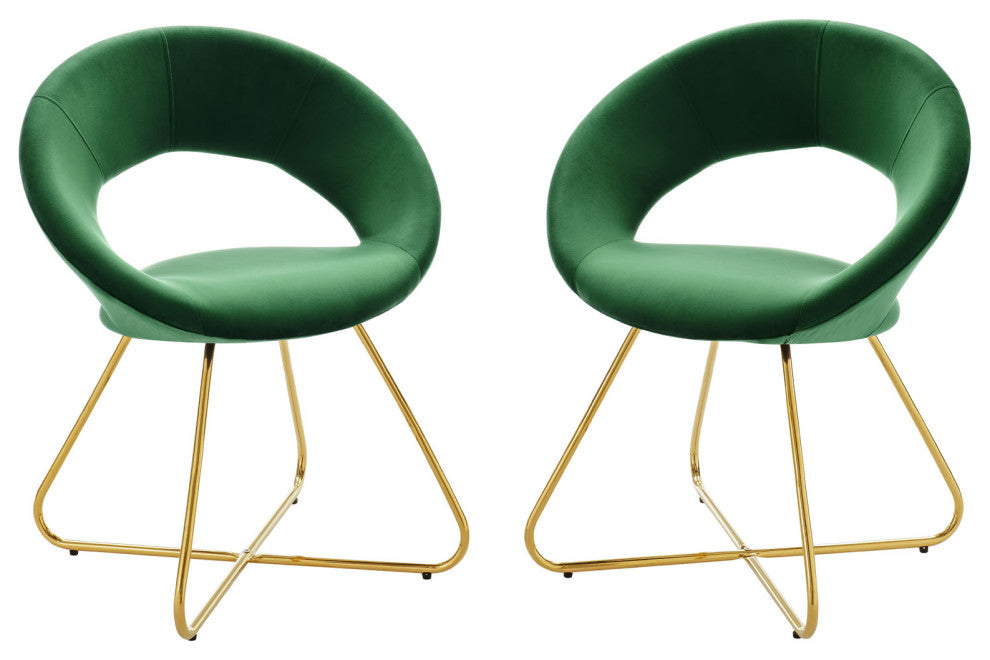 Nouvelle Performance Velvet Dining Chair Set of 2 Gold Emerald -4681