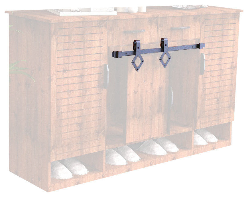Mini Sliding Barn Door Hardware Kit, Diamond Design, 78", Double