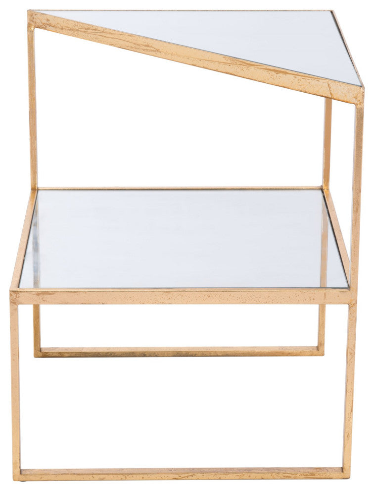 Sofa Side Table, Glass, Steel Metal, Gold, Living Lounge Cafe Lobby Hospitality