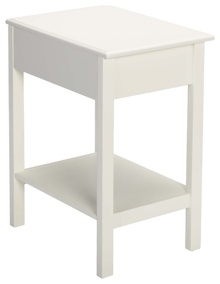 2 Set Wood Nightstand with 1-Drawer and Open Shelf in White