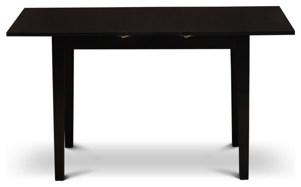 5-PieceDining Set, 4 Parson Chairs, Butterfly Leaf Wood Table, Linen White-Black