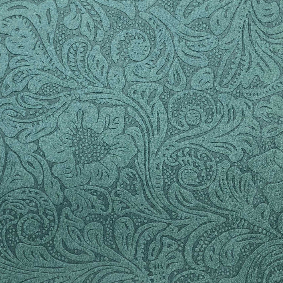 Cheyenne Western Lodge Faux Tooled Leather Comforter Set, 7PC, Turquoise, Super King