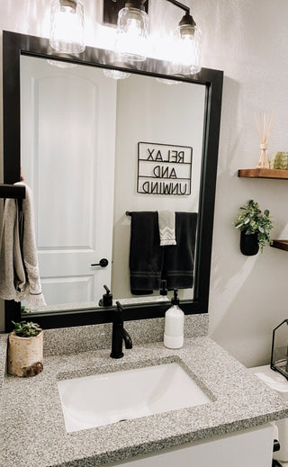 Meade Framed Wall Mirror, Black, 28"x36"