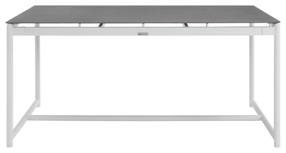 Crown White Aluminum And Teak Outdoor Dining Table With Stone Top