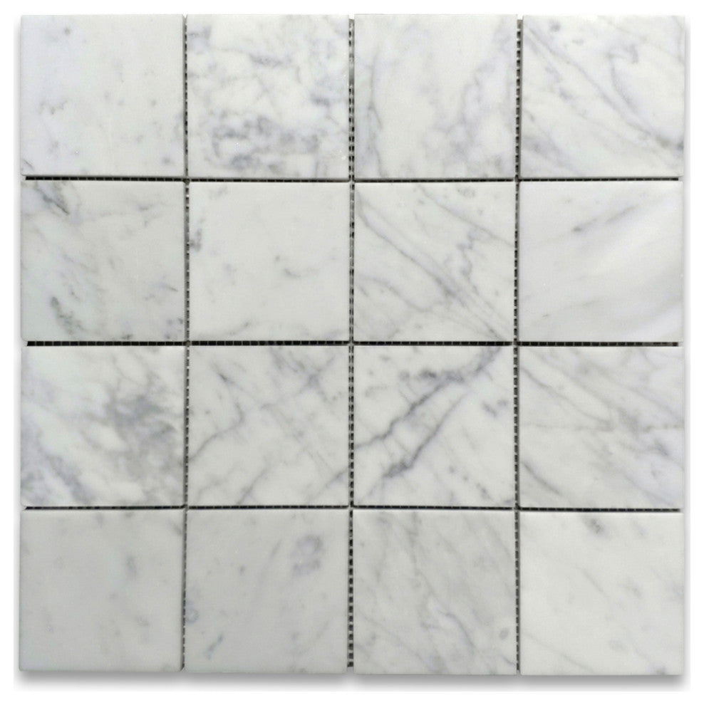 Carrara White Marble 3x3 Square Mosaic Tile Polished Wall Floor Venato, 1 sheet
