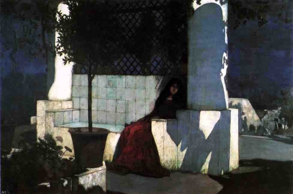 Charles Caryl Coleman Woman Sitting in the Moonlight Wall Decal