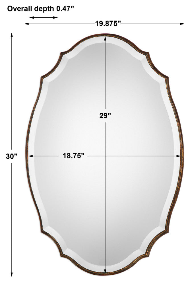 30" Farmhouse Bronze Ornate Mirror
