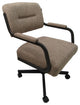 Set of 4, Swivel Metal Caster Dining Chairs M-110, Basin Beige on Brown