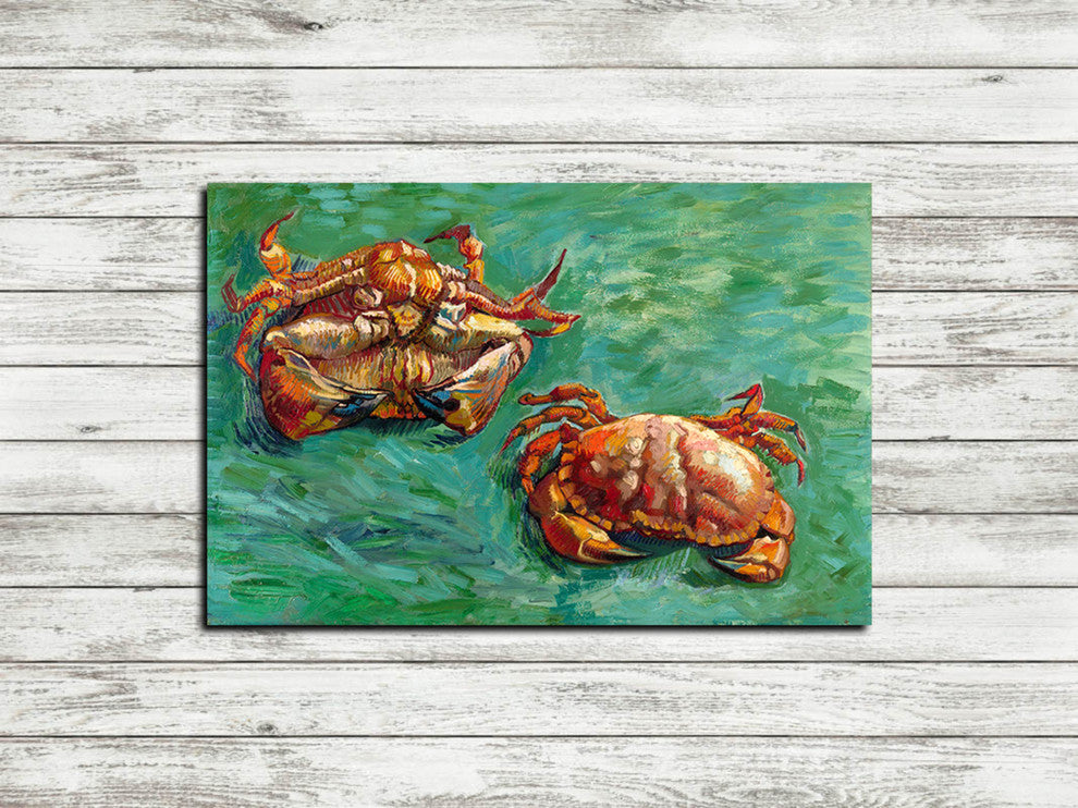 Epic Graffiti "Two Crabs" by Vincent Van Gogh Giclee Canvas Wall Art, 12"x18"