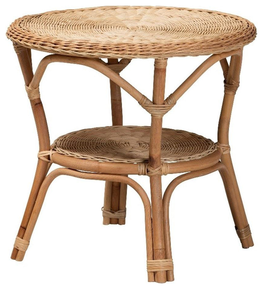 Abbey Modern Bohemian Natural Brown Antique Rattan Coffee Table